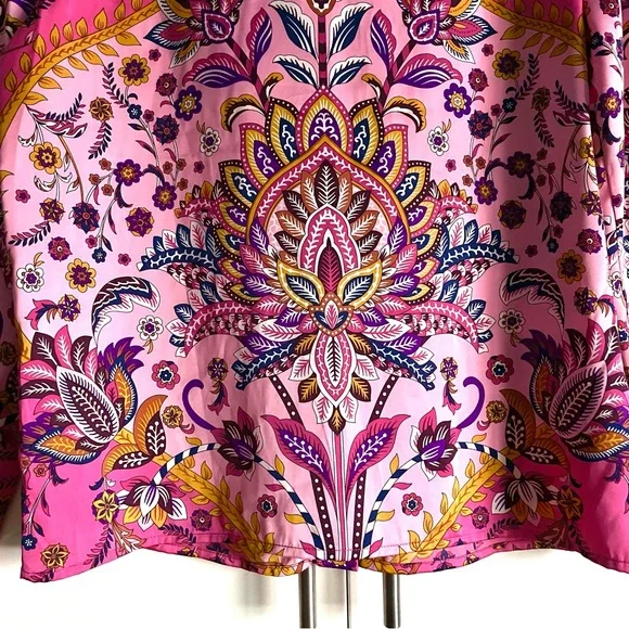 Rachel Zoe Satin Floral Paisley Button Down Blouse in Pink Multi Size S NWT - Picture 15 of 16